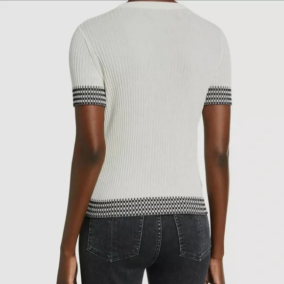 NWT $250 rag & boneArctic CheckRibbed Stretch in Chalk WhiteSize Small